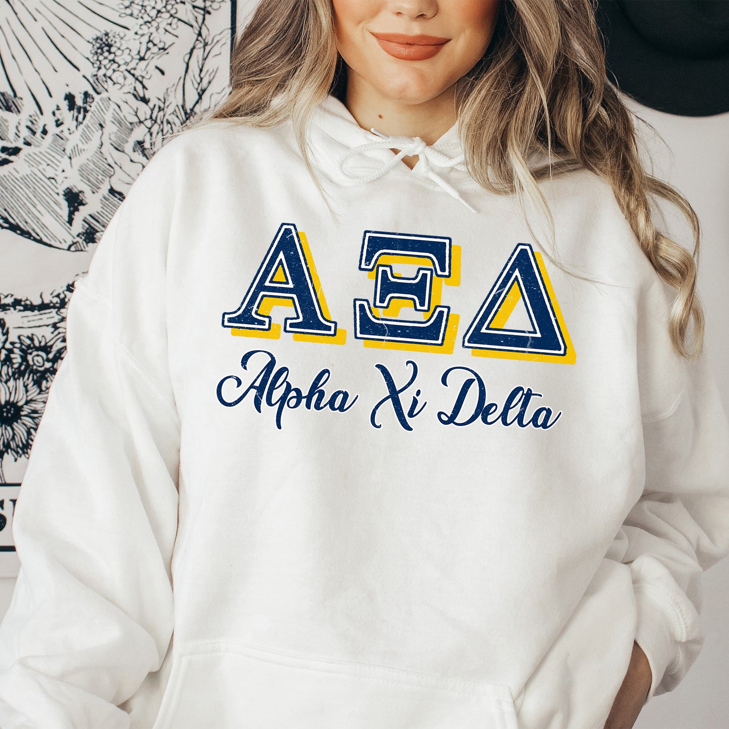 Alpha Xi Delta Greek Colors Sorority Hoodie _ 36077g
