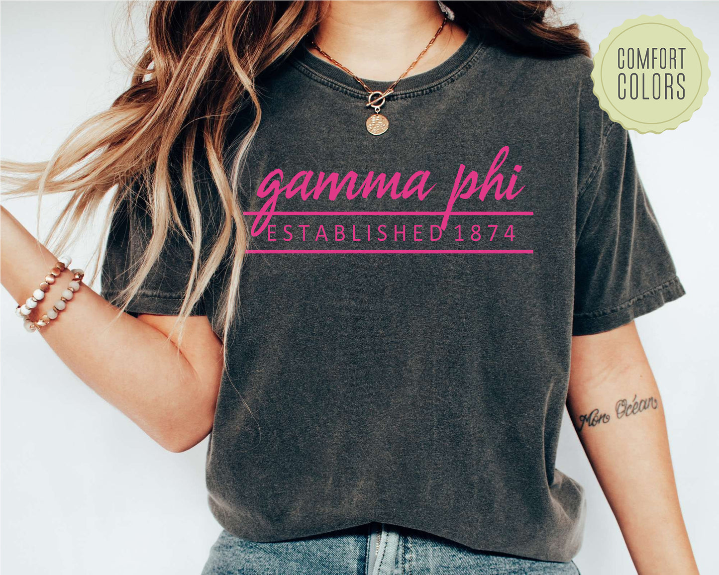 Gamma Phi Beta All Pink Comfort Colors Sorority T-shirt  _ 766g