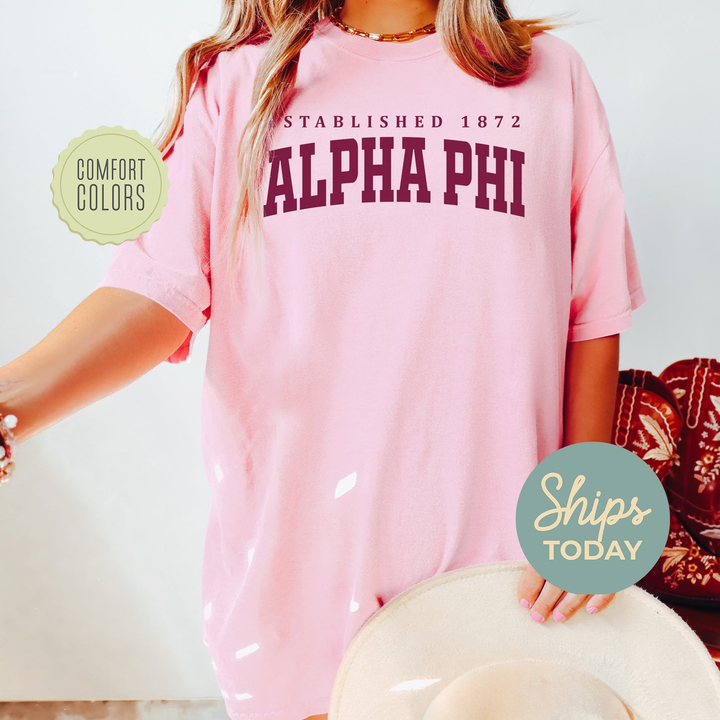 Alpha Phi Bold Letters Comfort Colors Sorority T-shirt _ 35125g