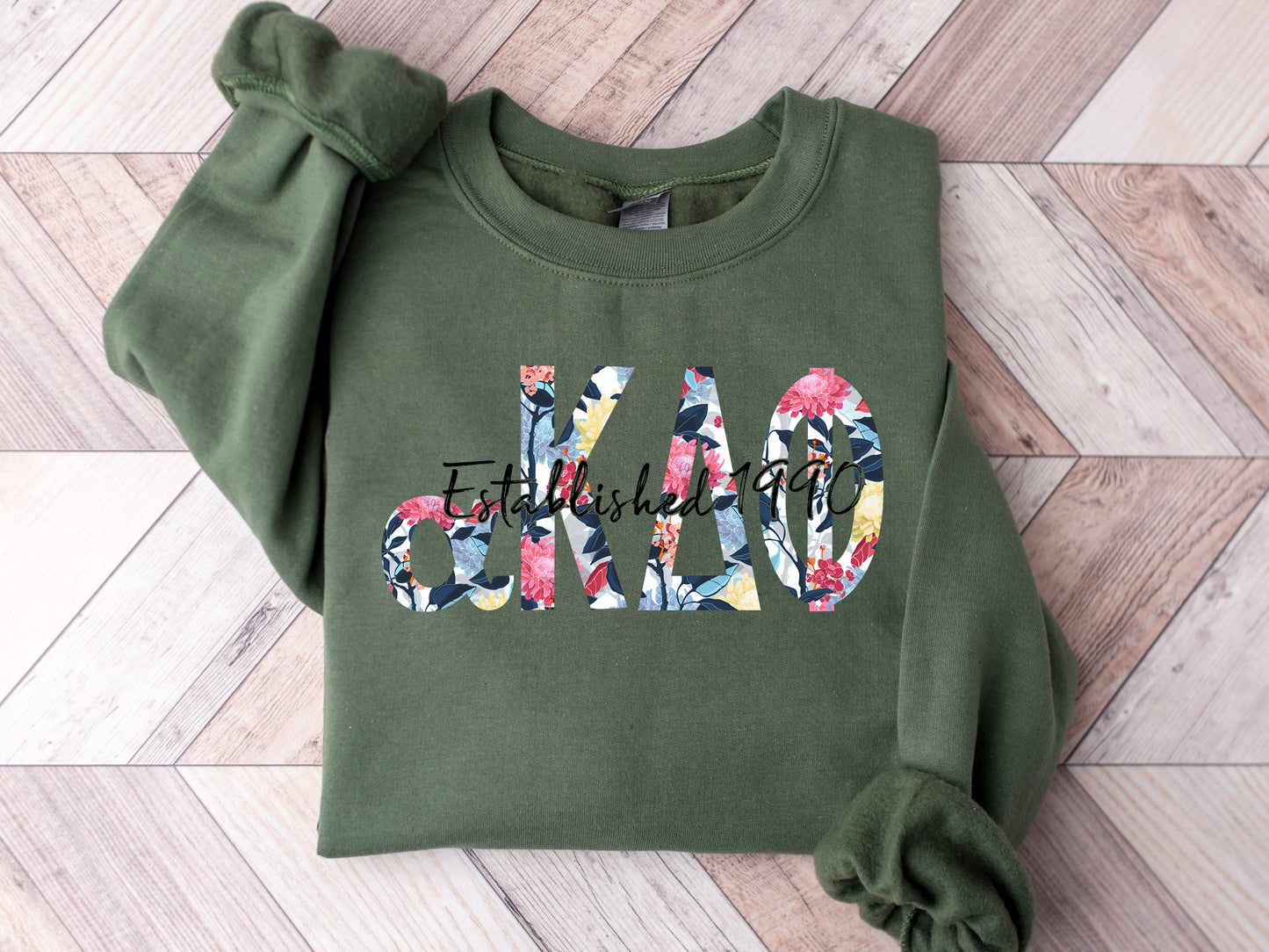 Alpha Kappa Delta Phi Floral Block Sorority Sweatshirt _ 3511g
