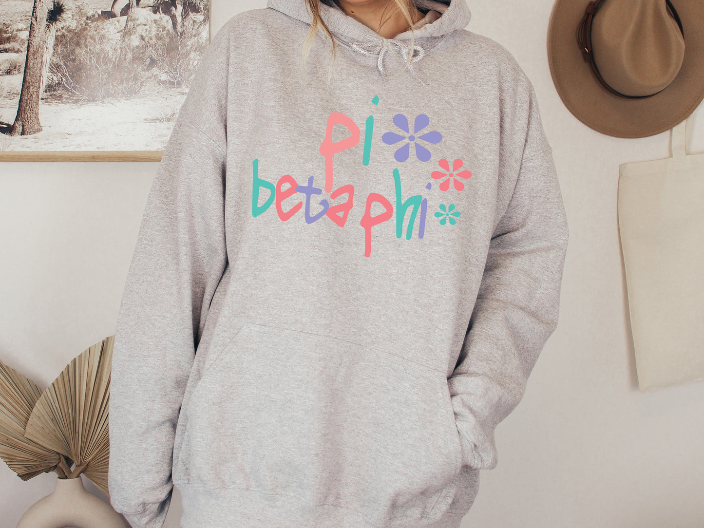 Pi Beta Phi Colorful Floral Sorority Hoodie _ 2623g