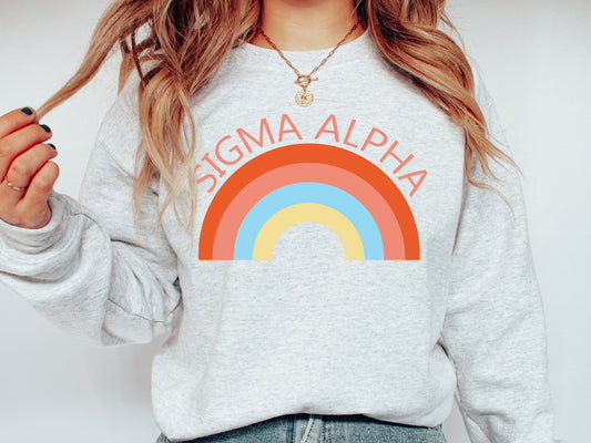 Sigma Alpha Colorful Rainbow Sorority Sweatshirt _ 3463g