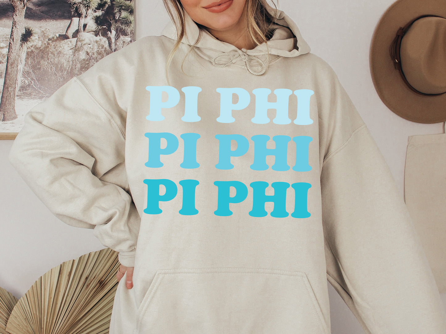 Pi Beta Phi Touch of Blue Sorority Hoodie _ 2597g