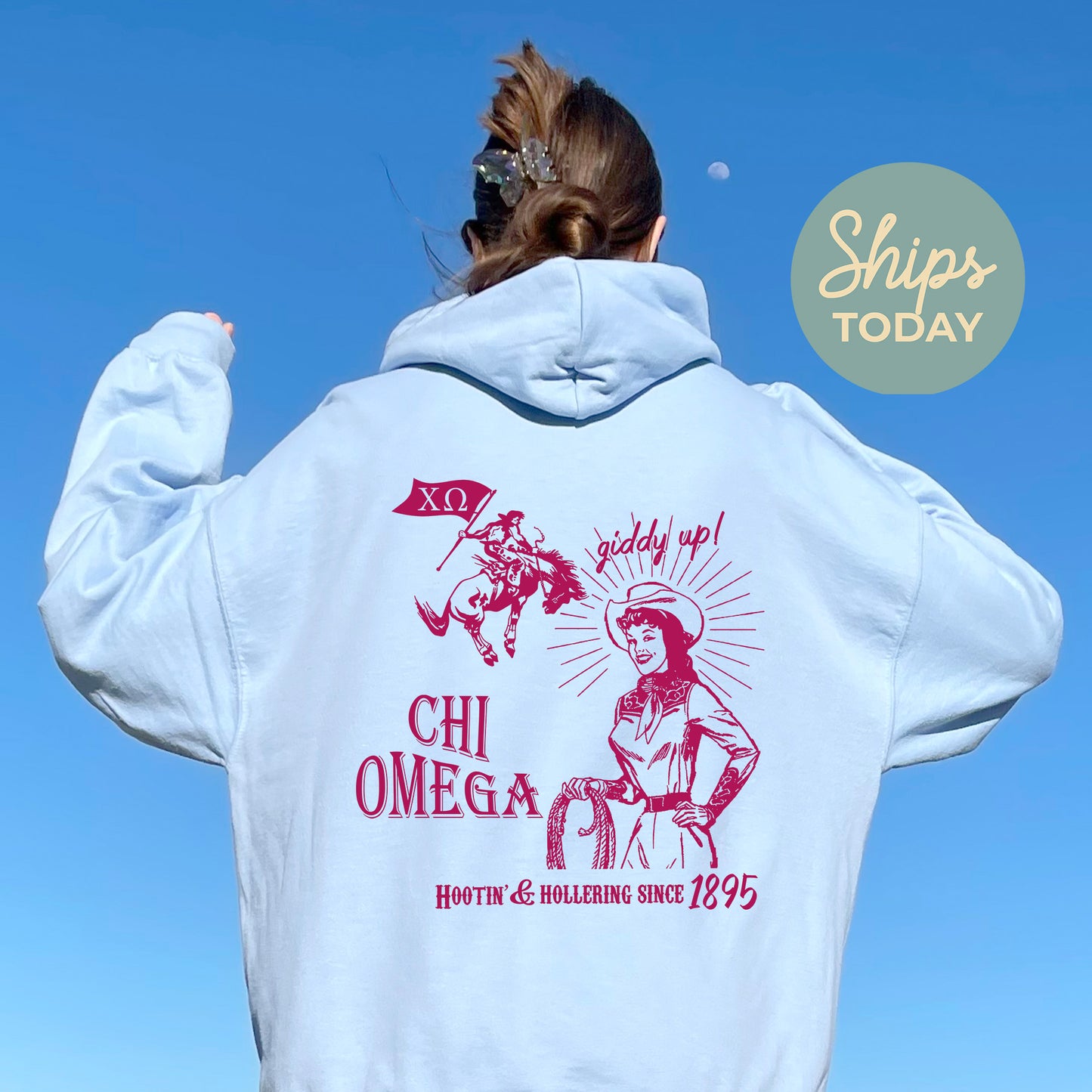 Chi Omega Giddy Up Sorority Hoodie _ 36182g
