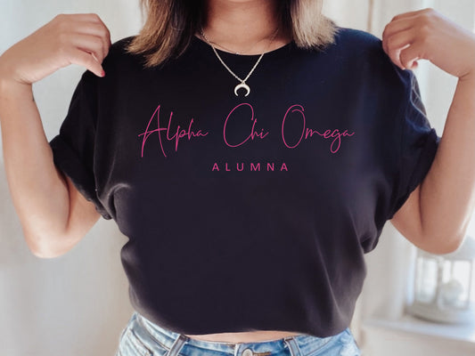 Alpha Chi Omega Simple and Sweet Alumna Sorority T-shirt _ 492g