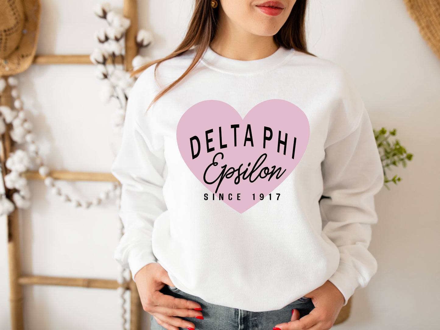Delta Phi Epsilon Pretty in Pink Sorority Sweatshirt _ 452g