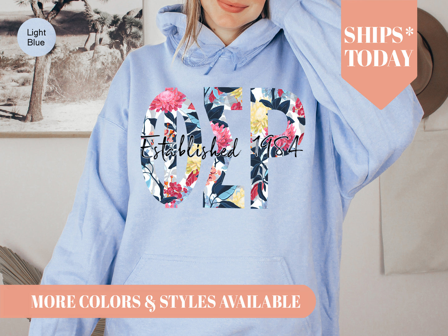 Phi Sigma Rho Floral Block Sorority Hoodie _ 3518g