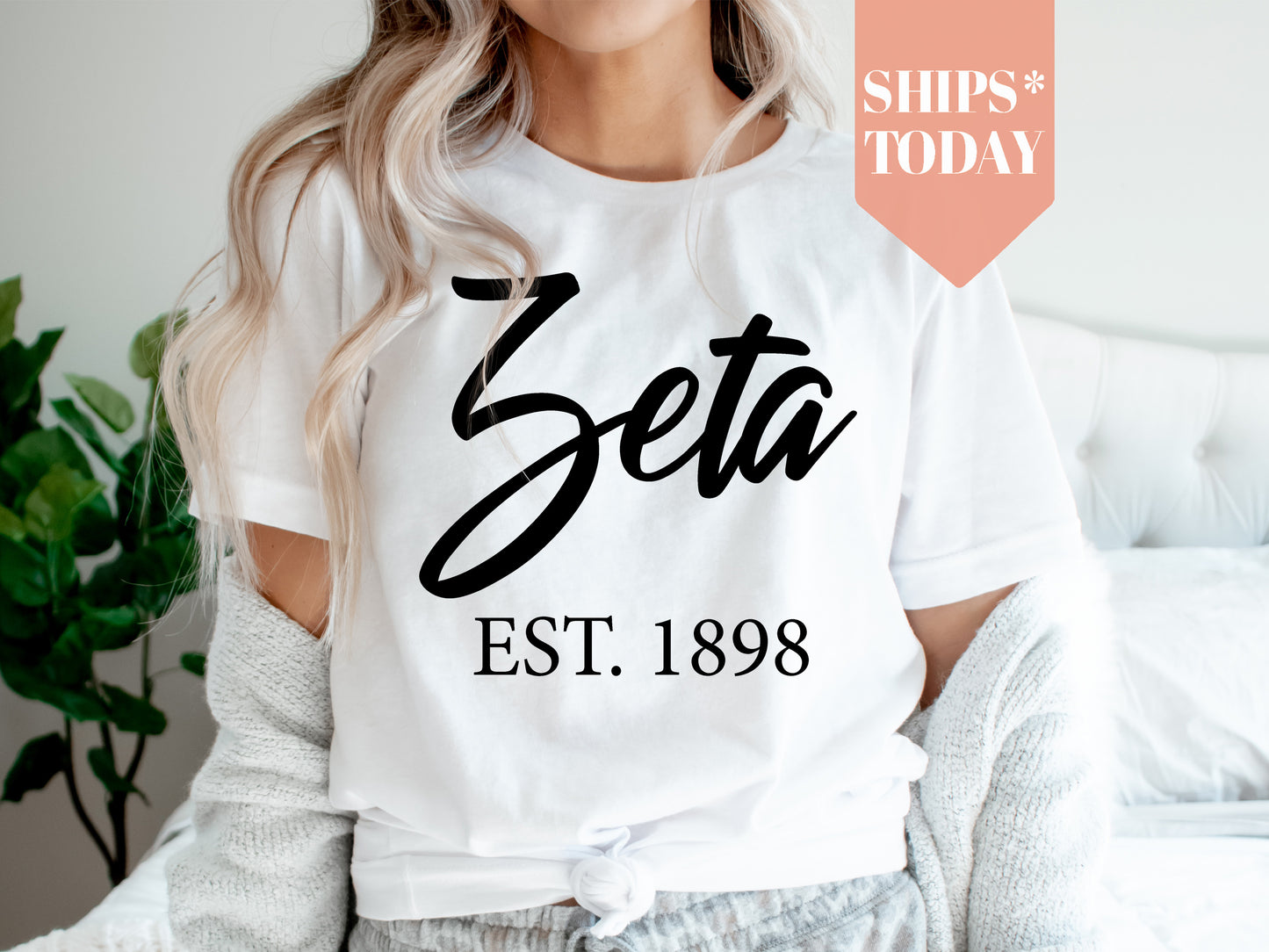 Zeta Tau Alpha Black Flowy Sorority T-shirt _ 102g