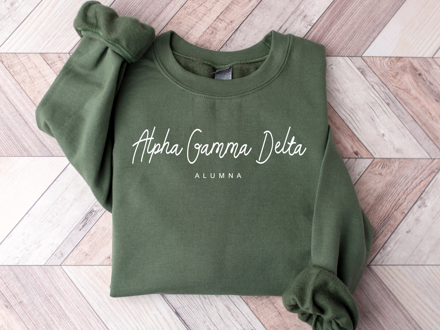 Alpha Gamma Delta Flashy Alumna Sorority Sweatshirt _ 2528g