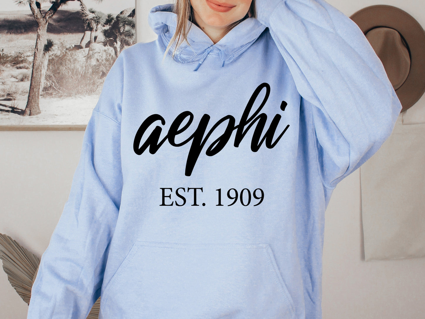 Alpha Epsilon Phi Black Flowy Sorority Hoodie _ 79g