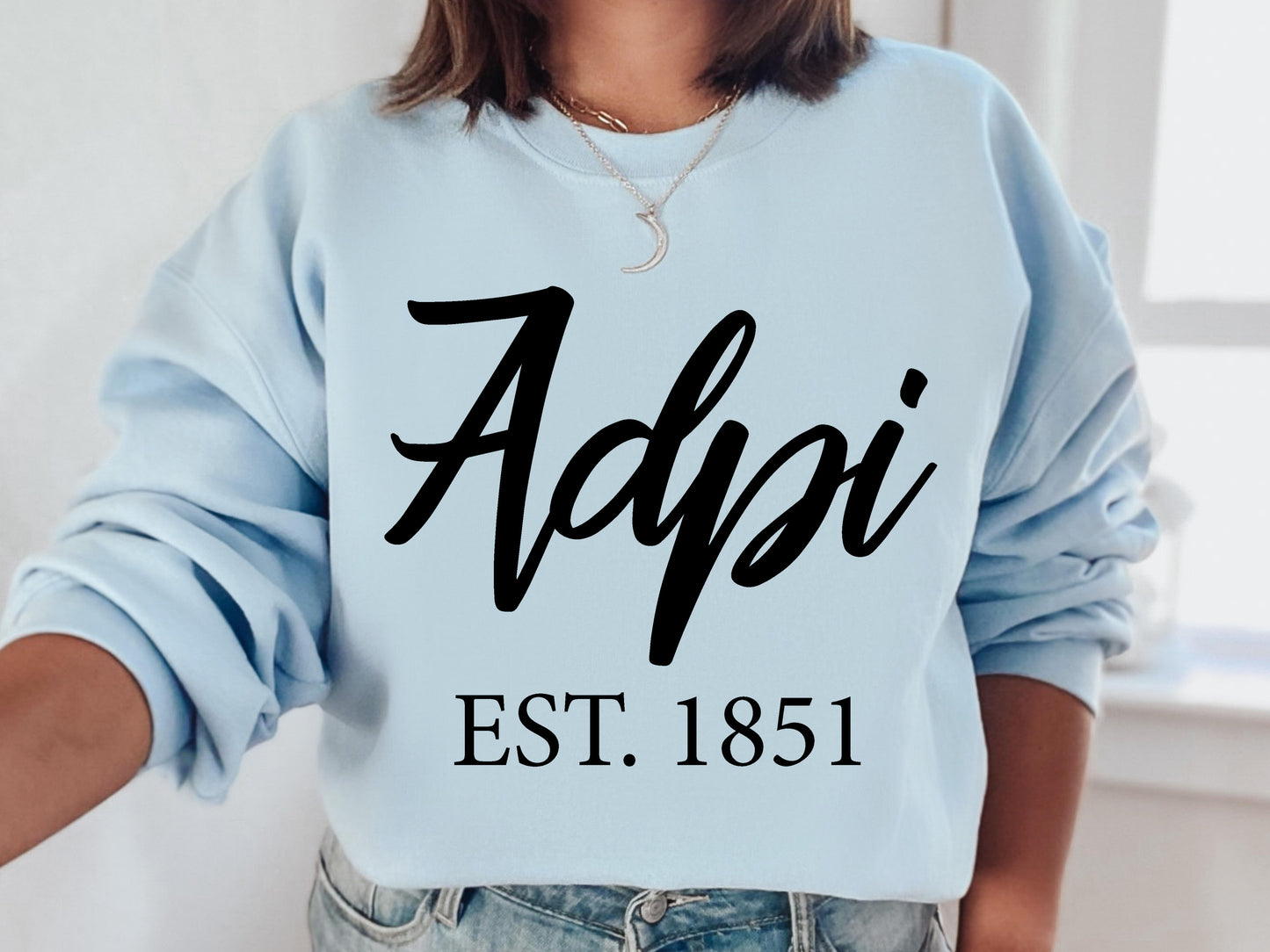 Alpha Delta Pi Black Flowy Sorority Sweatshirt _ 78g