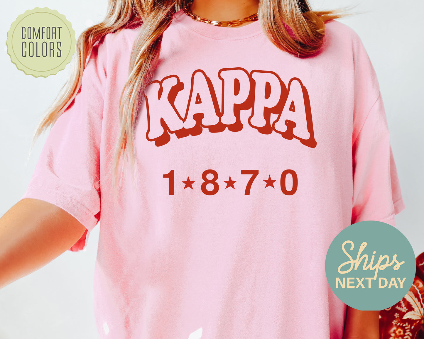 Kappa Kappa Gamma Red Arch Comfort Colors Sorority T-shirt _ 379g