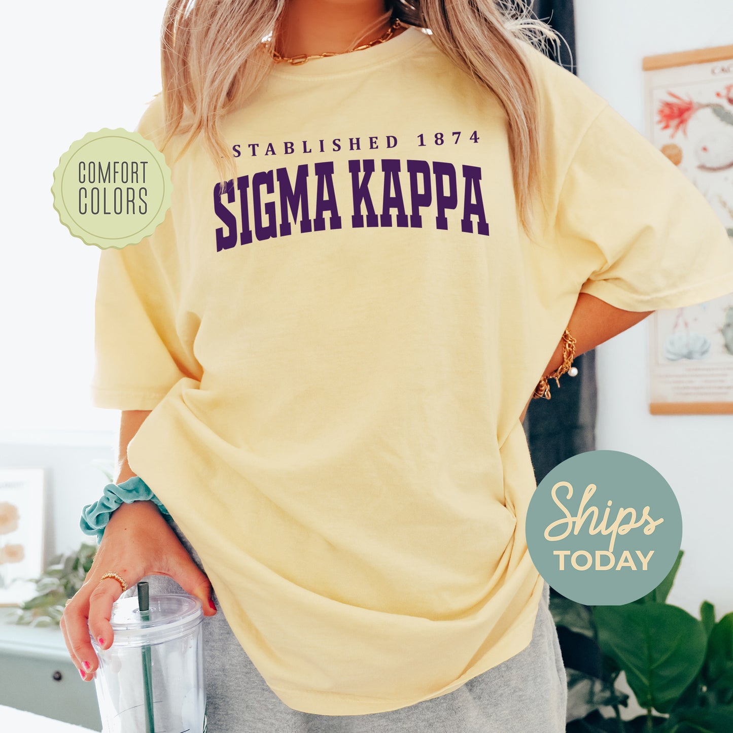 Sigma Kappa Bold Letters Comfort Colors Sorority T-shirt _ 35142g