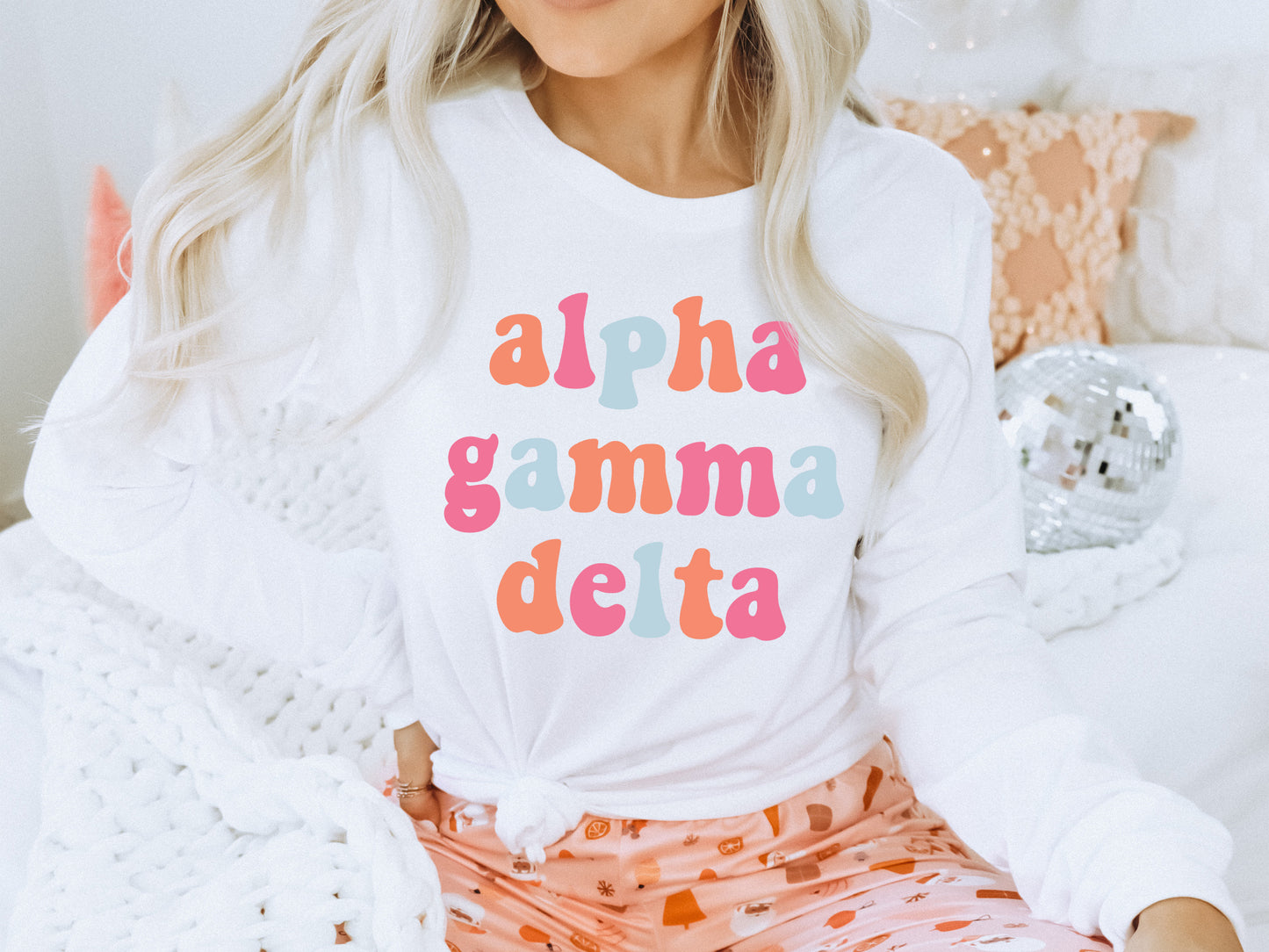 Alpha Gamma Delta Vividly Vibrant Sorority Long Sleeve T-shirt _ 3152g