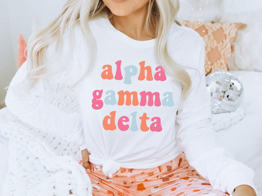 Alpha Gamma Delta Vividly Vibrant Sorority Long Sleeve T-shirt _ 3152g