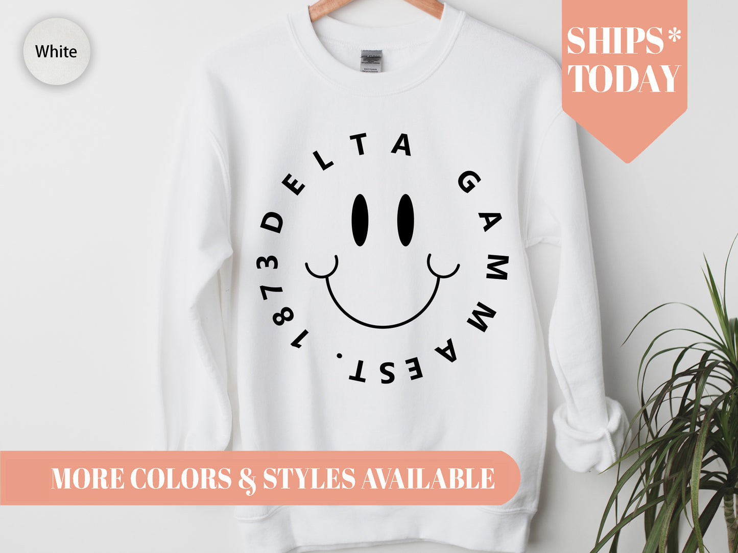 Delta Gamma Smiley Face Halo Sorority Sweatshirt _ 2510g