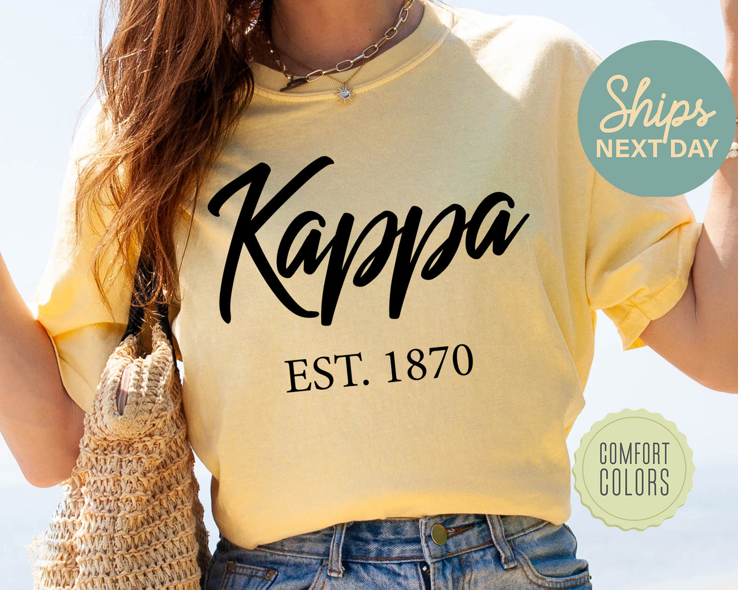 Kappa Kappa Gamma Black Flowy Comfort Colors Sorority T-shirt _ 94g