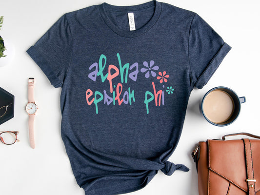 Alpha Epsilon Phi Colorful Floral Sorority T-shirt _ 2605g