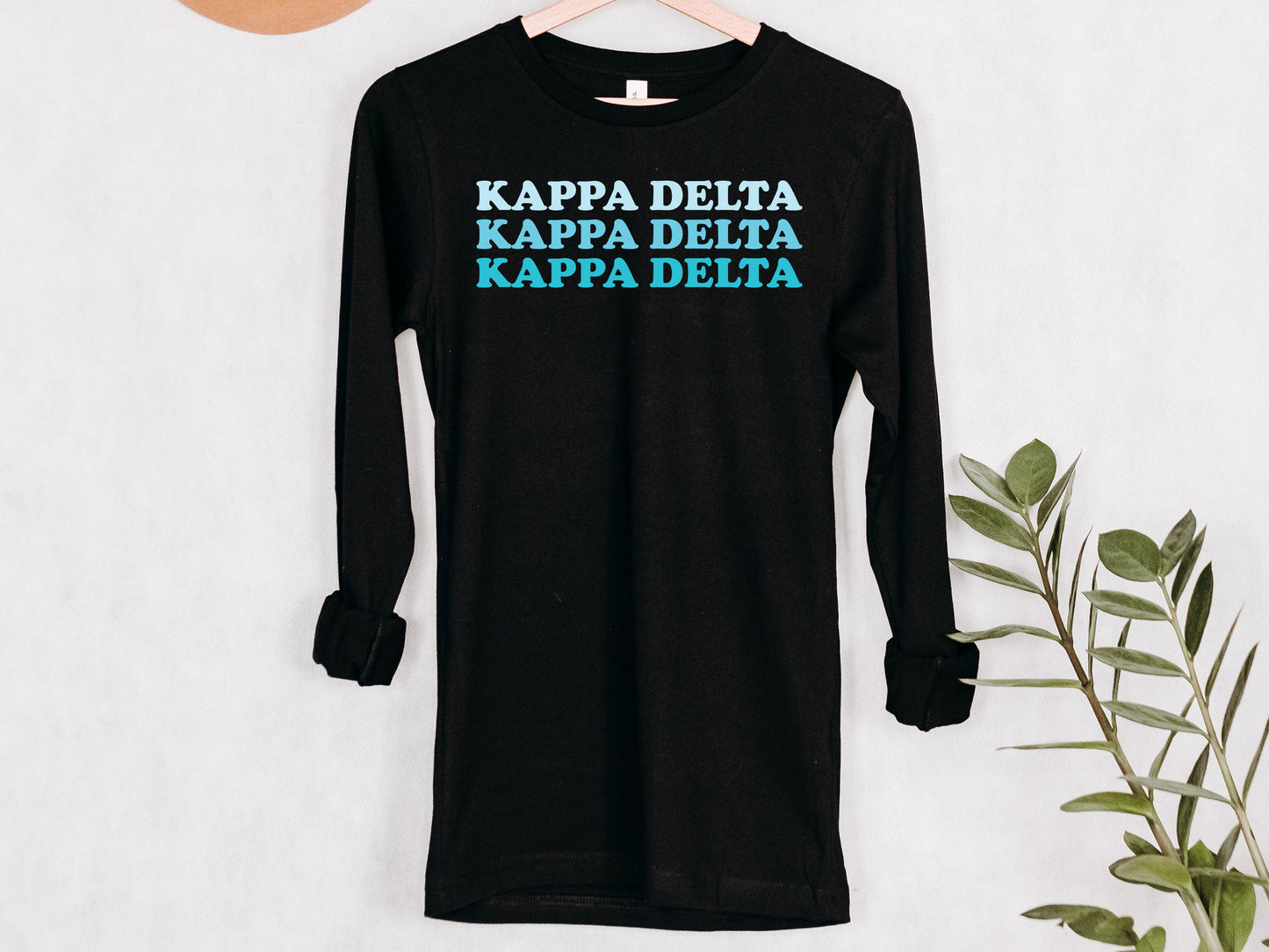 Kappa Delta Touch of Blue Sorority Long Sleeve T-shirt _ 2593g