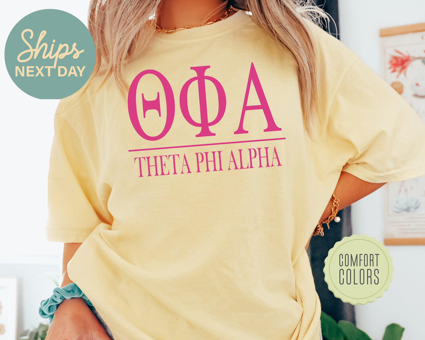 Theta Phi Alpha Loud Letters Comfort Colors Sorority T-shirt _ 490g