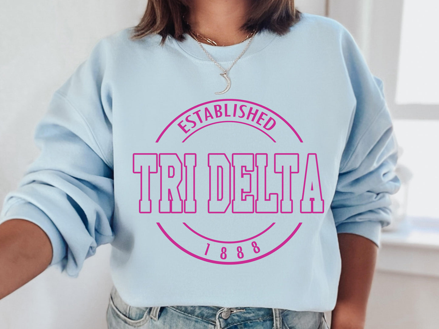 Delta Delta Delta Pink Stamp Sorority Sweatshirt _ 61g