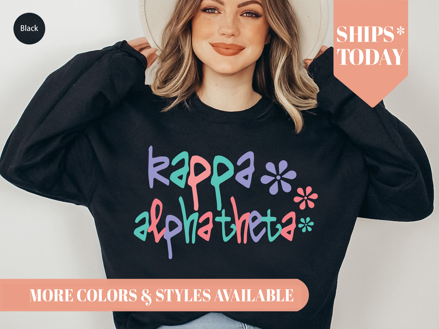 Kappa Alpha Theta Colorful Floral Sorority Sweatshirt _ 2618g