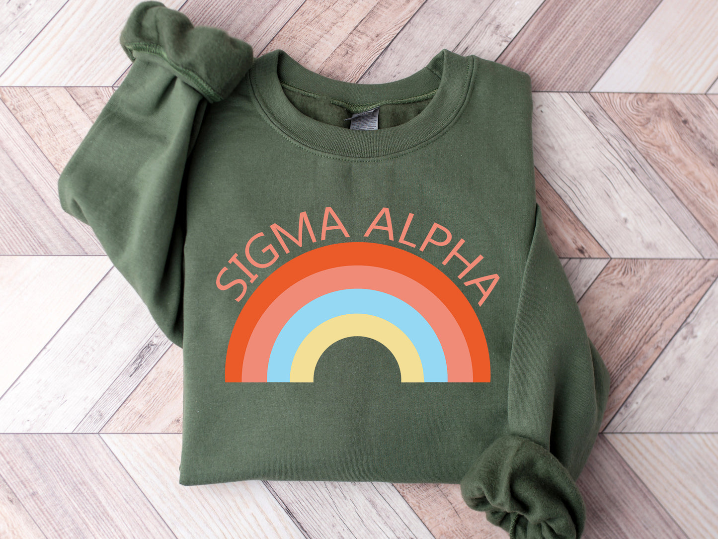 Sigma Alpha Colorful Rainbow Sorority Sweatshirt _ 3463g