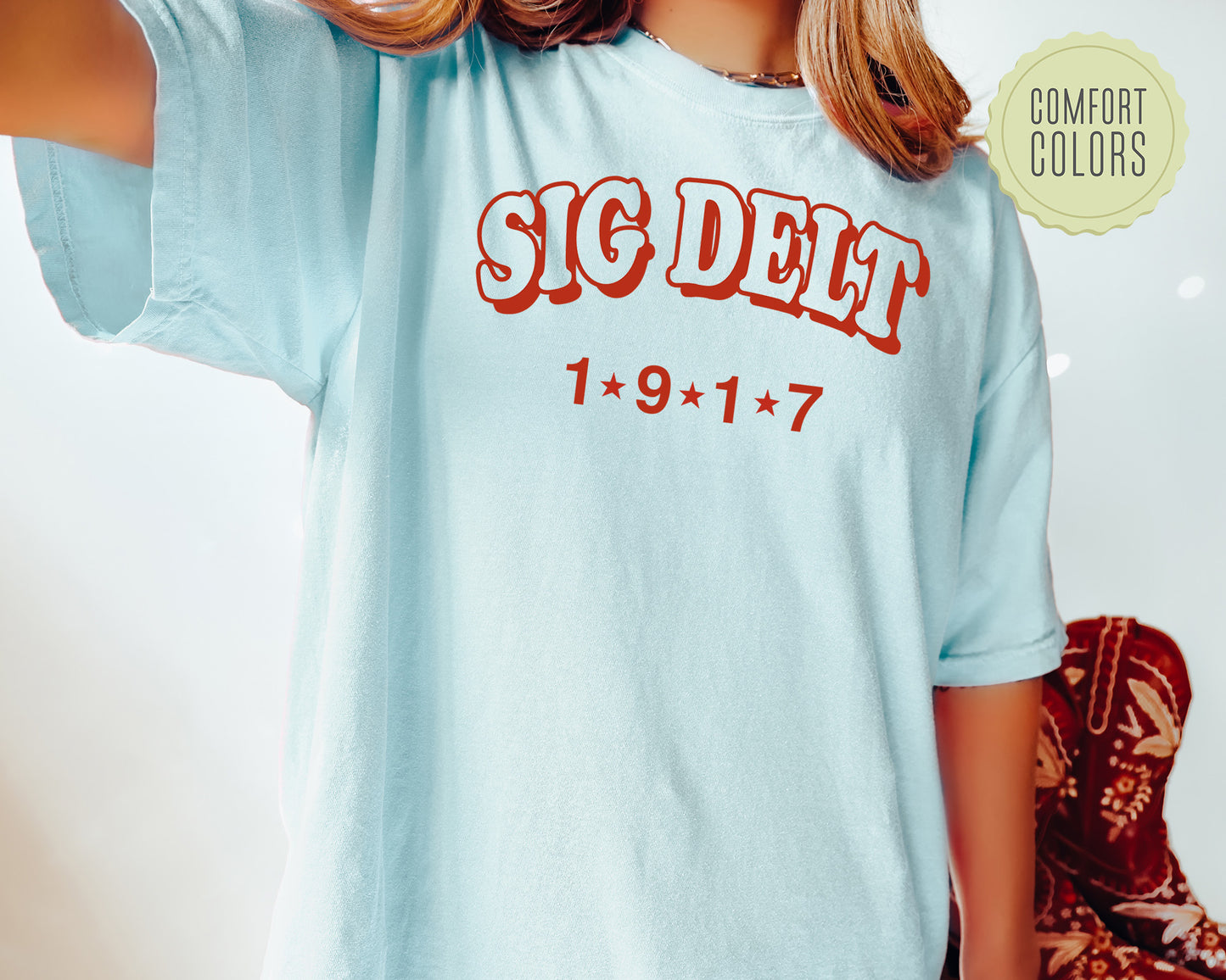 Sigma Delta Tau Red Arch Comfort Colors Sorority T-shirt _ 383g