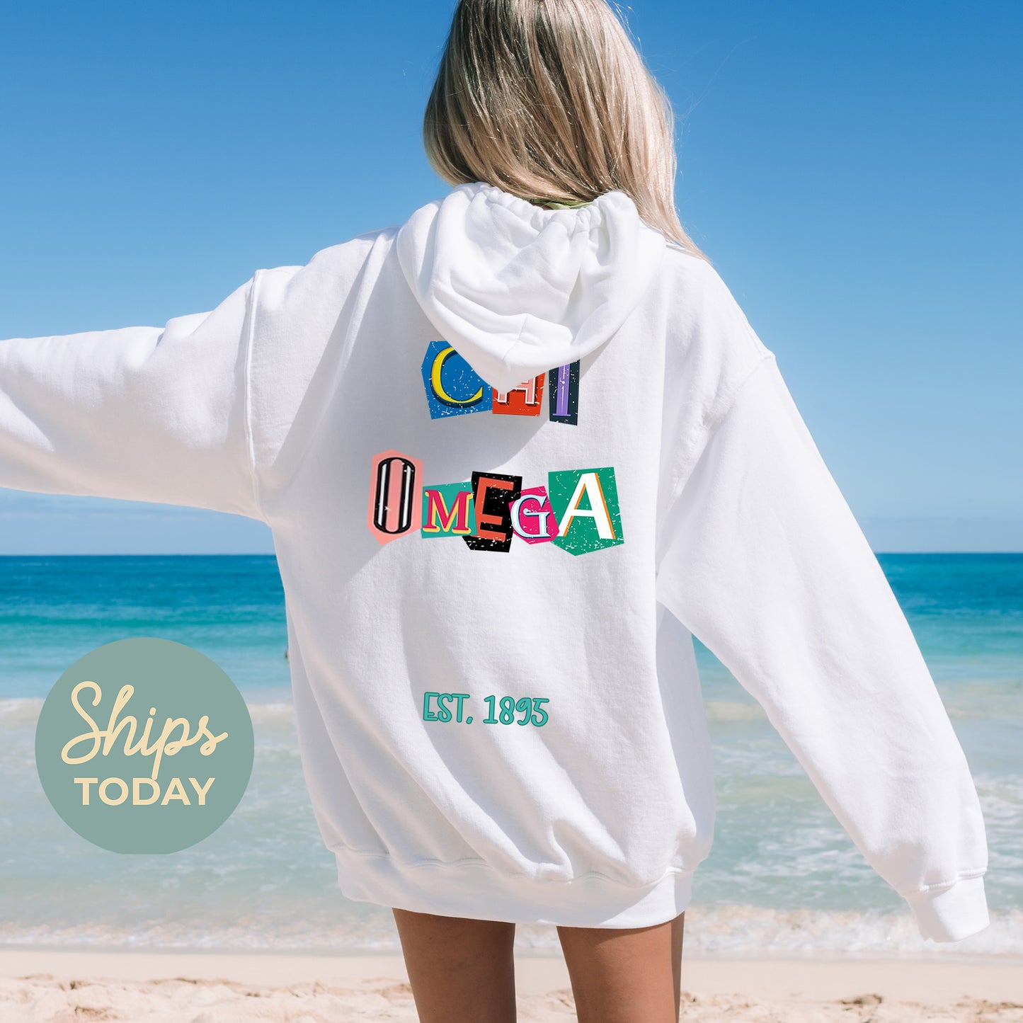 Chi Omega Letter Cuts Sorority Hoodie _ 35896g