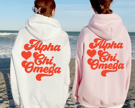Alpha Chi Omega Red Heart Sorority Hoodie _ 33346g