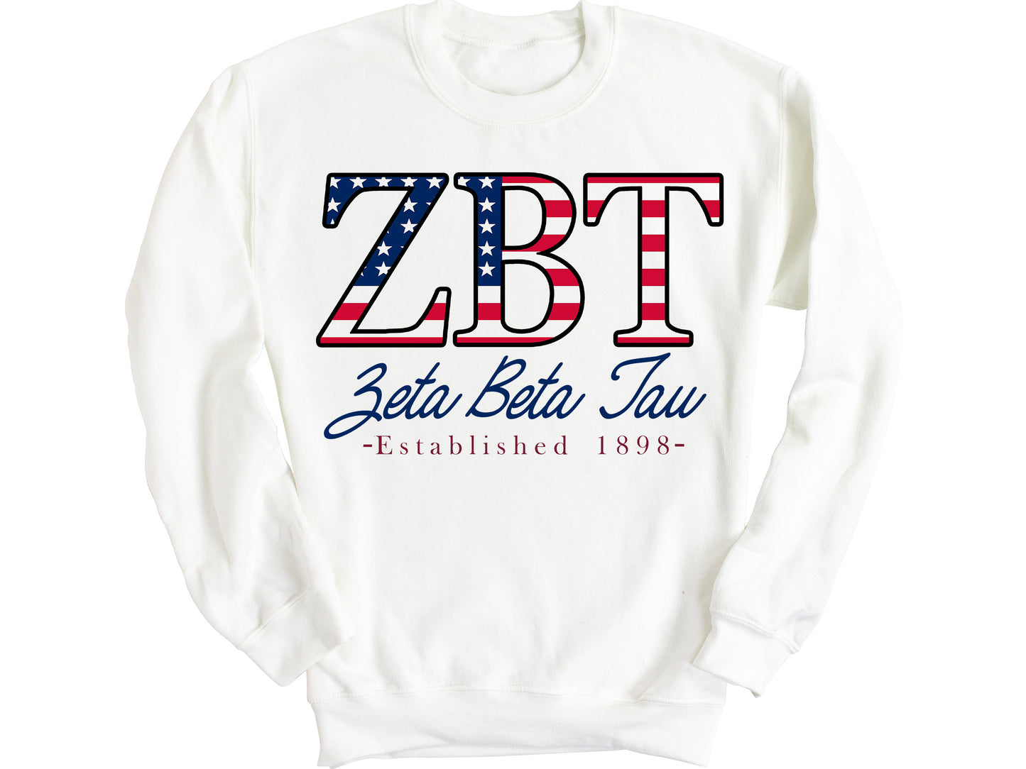 Zeta Beta Tau American Flag Letters Fraternity Sweatshirt _ 1182g