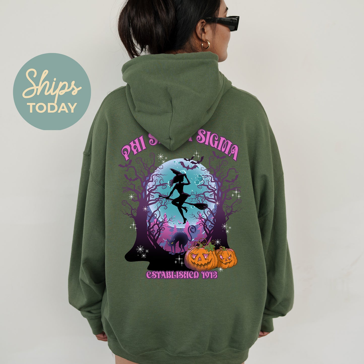 Phi Sigma Sigma Halloween Witch Sorority Hoodie _ 36245g