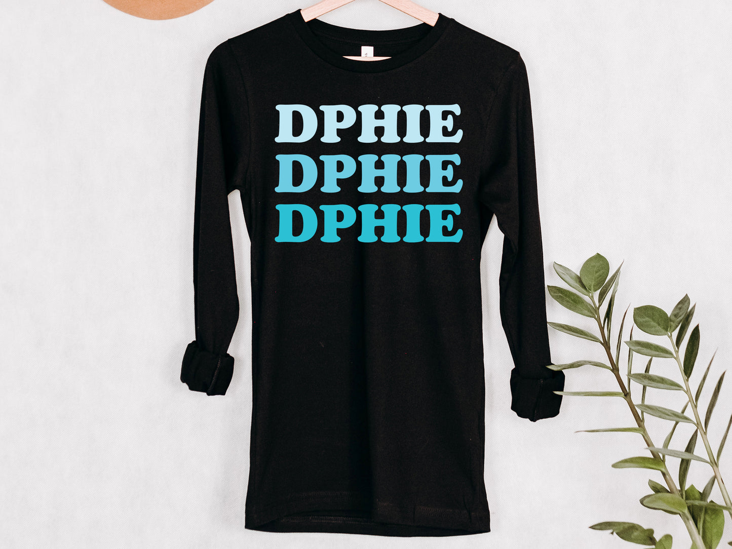Delta Phi Epsilon Touch of Blue Sorority Long Sleeve T-shirt _ 2589g