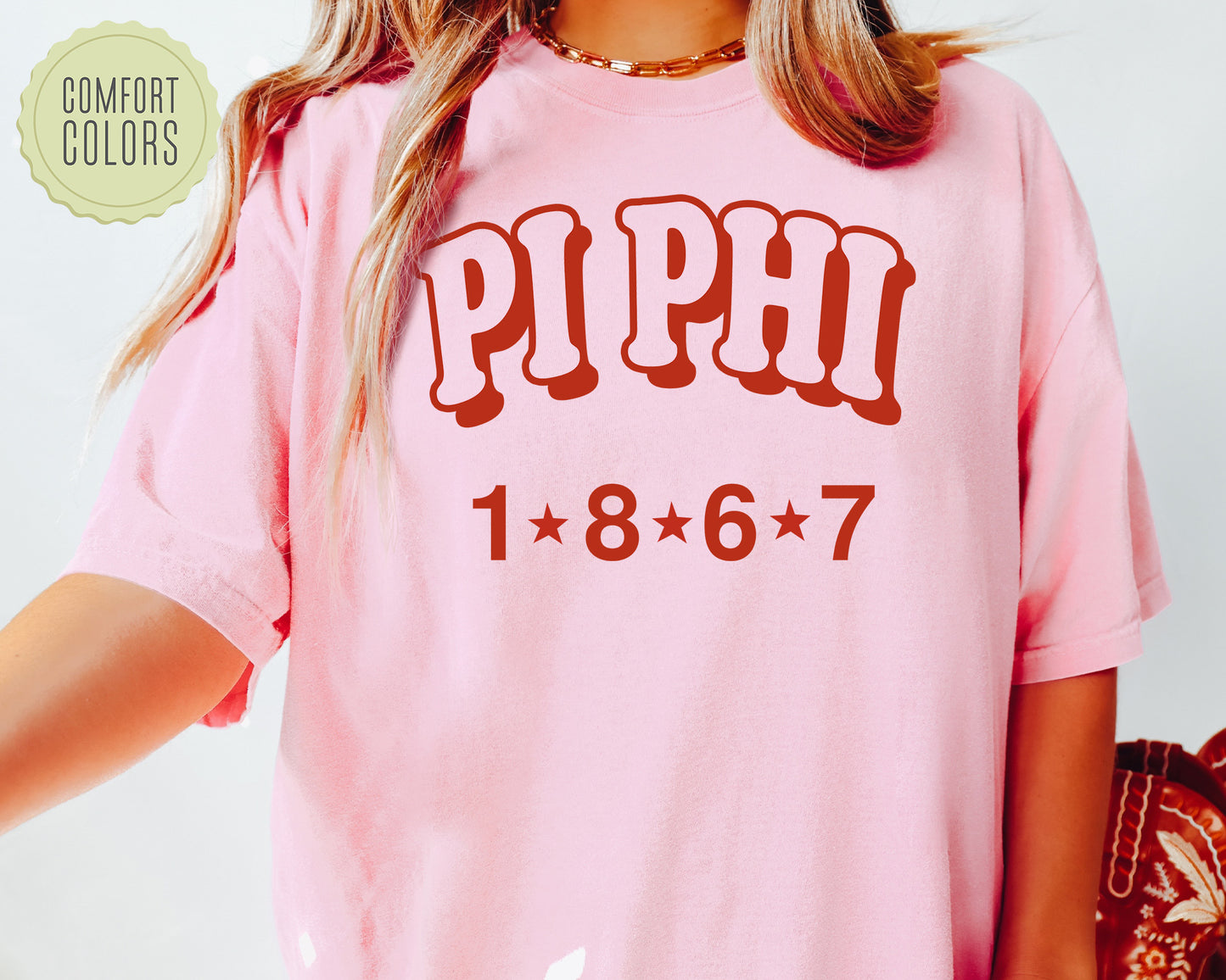 Pi Beta Phi Red Arch Comfort Colors Sorority T-shirt _ 382g