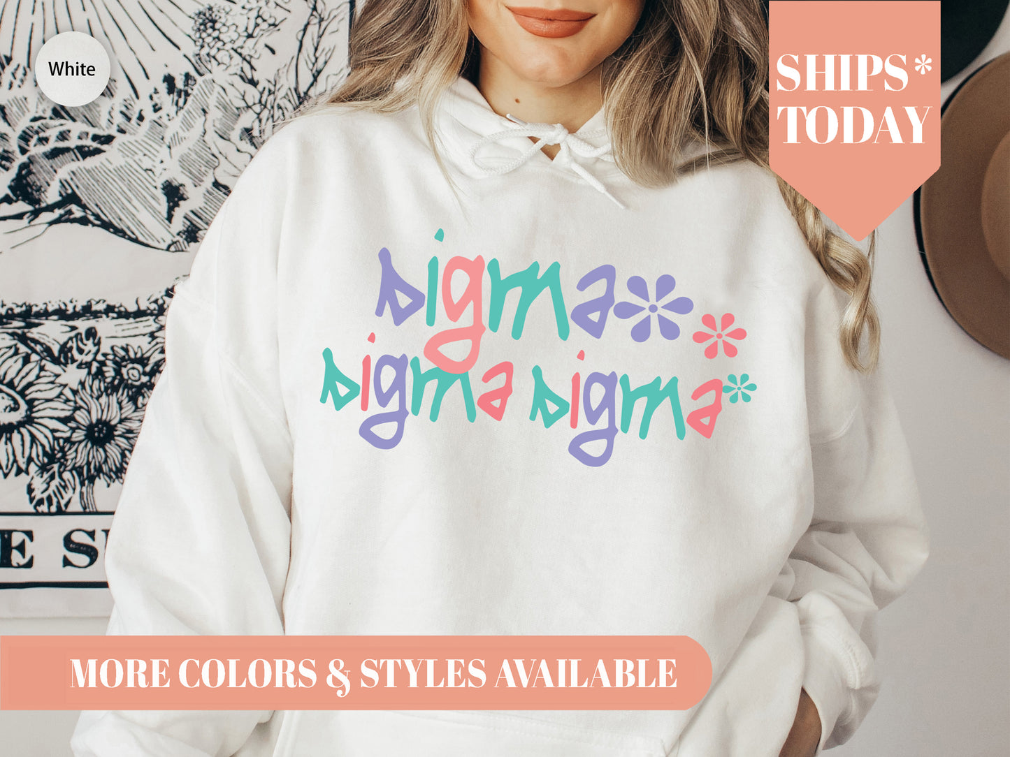 Sigma Sigma Sigma Colorful Floral Sorority Hoodie _ 2626g
