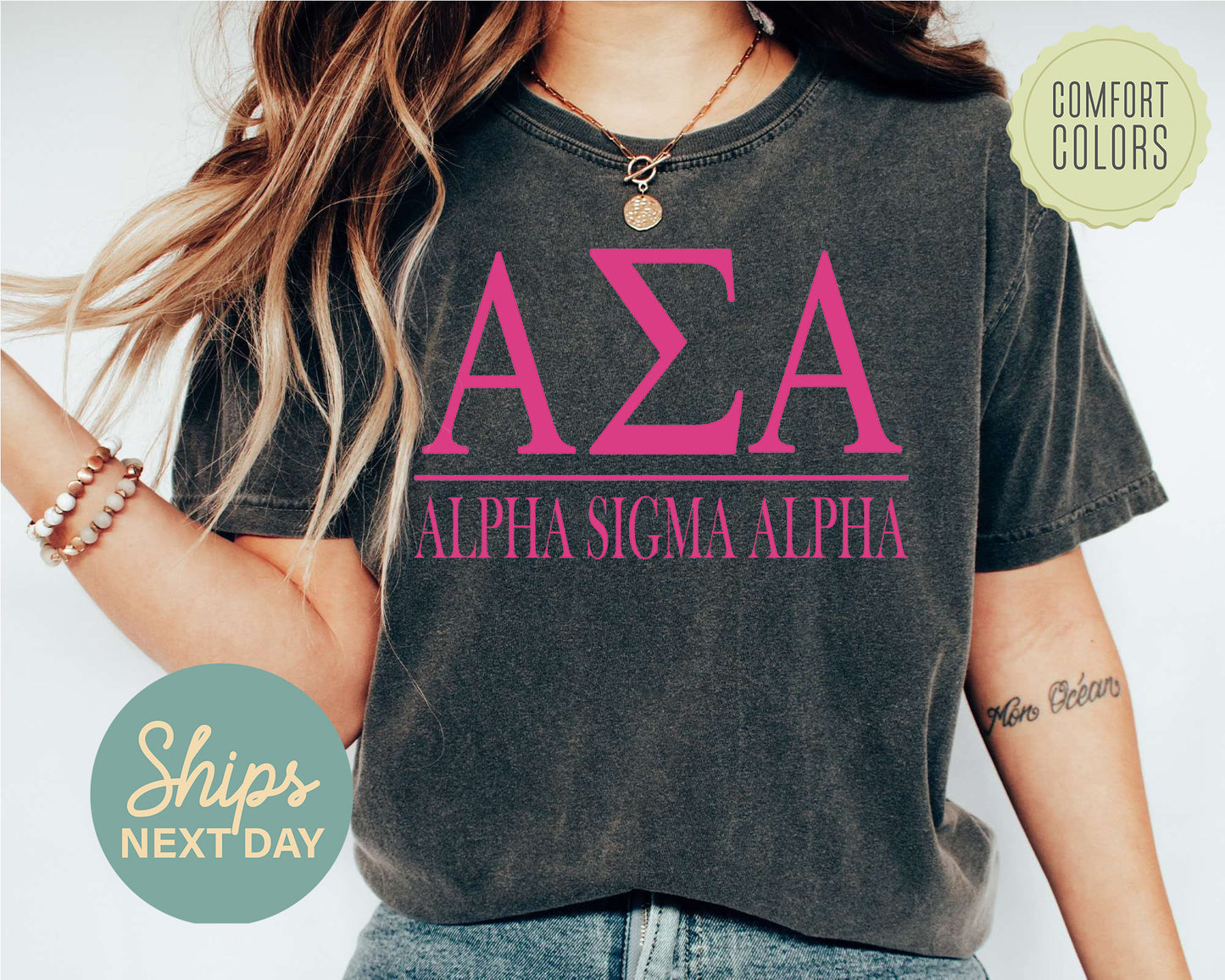 Alpha Sigma Alpha Loud Letters Comfort Colors Sorority T-shirt _ 472g