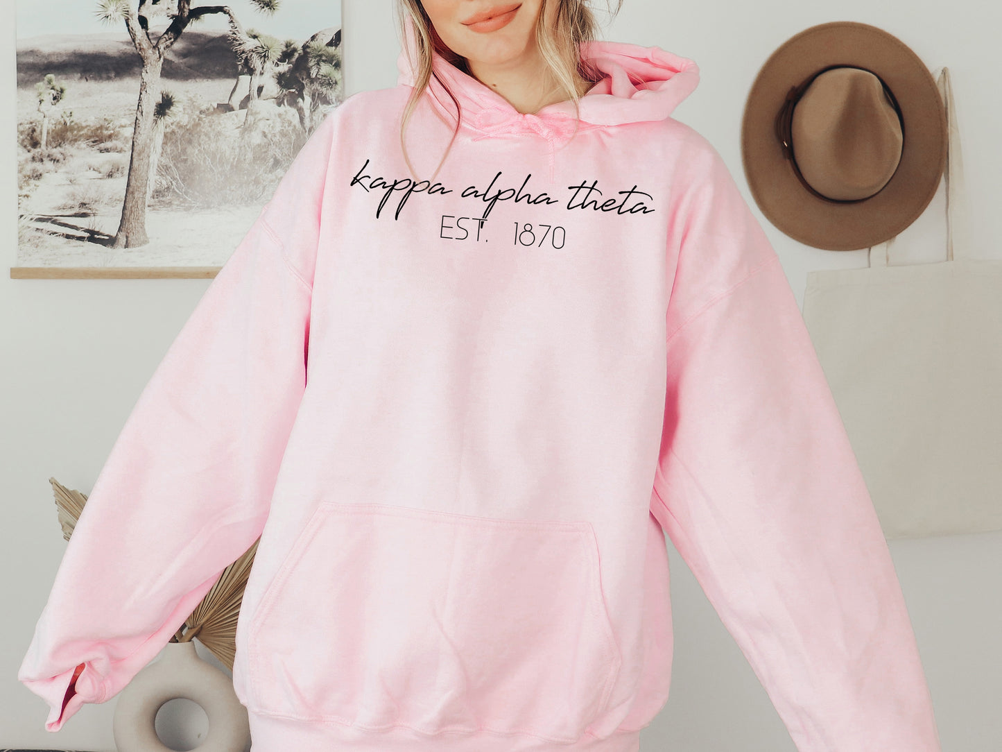 Kappa Alpha Theta Black Calligraphy Sorority Hoodie _ 2332g
