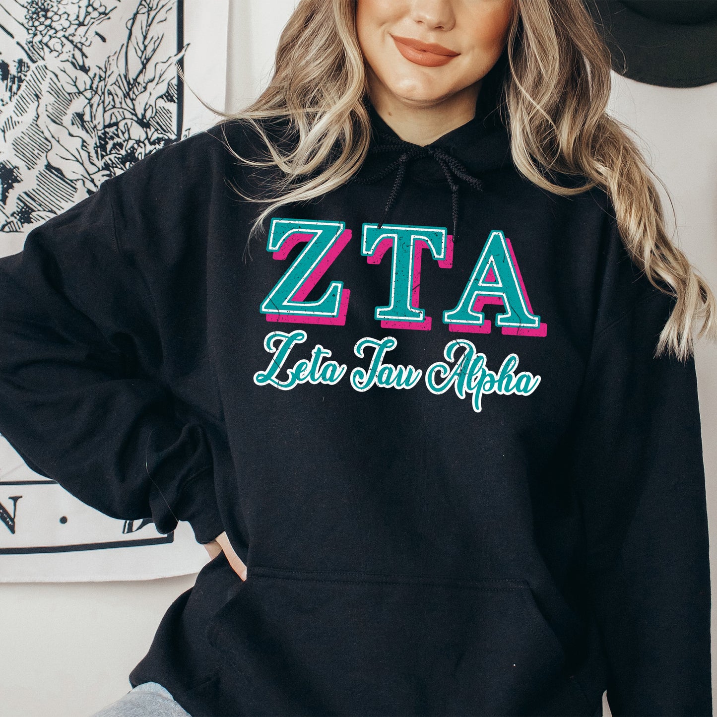 Zeta Tau Alpha Greek Colors Sorority Hoodie _ 36094g