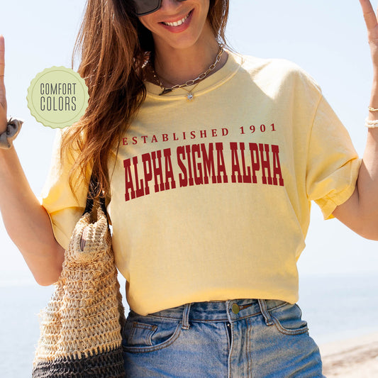 Alpha Sigma Alpha Bold Letters Comfort Colors Sorority T-shirt _ 35126g