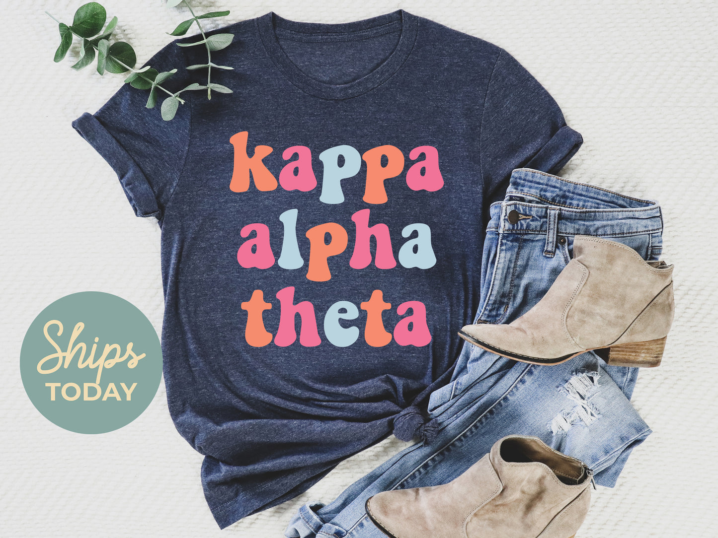 Kappa Alpha Theta Vividly Vibrant Sorority T-shirt _ 3164g