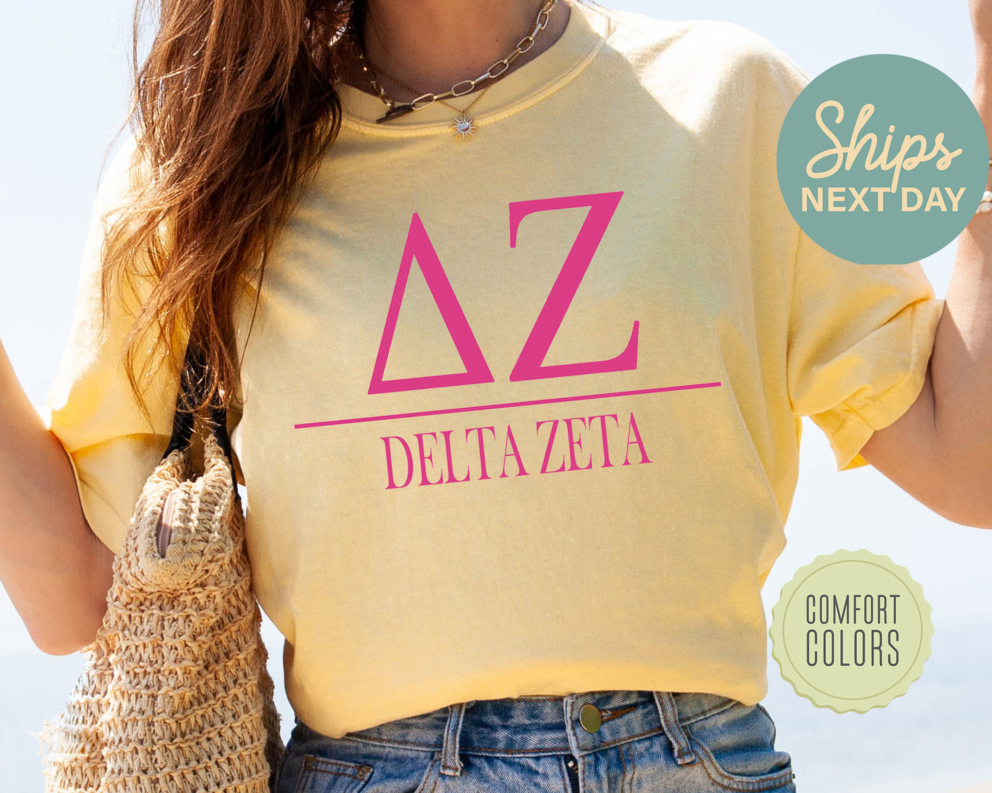 Delta Zeta Loud Letters Comfort Colors Sorority T-shirt _ 479g