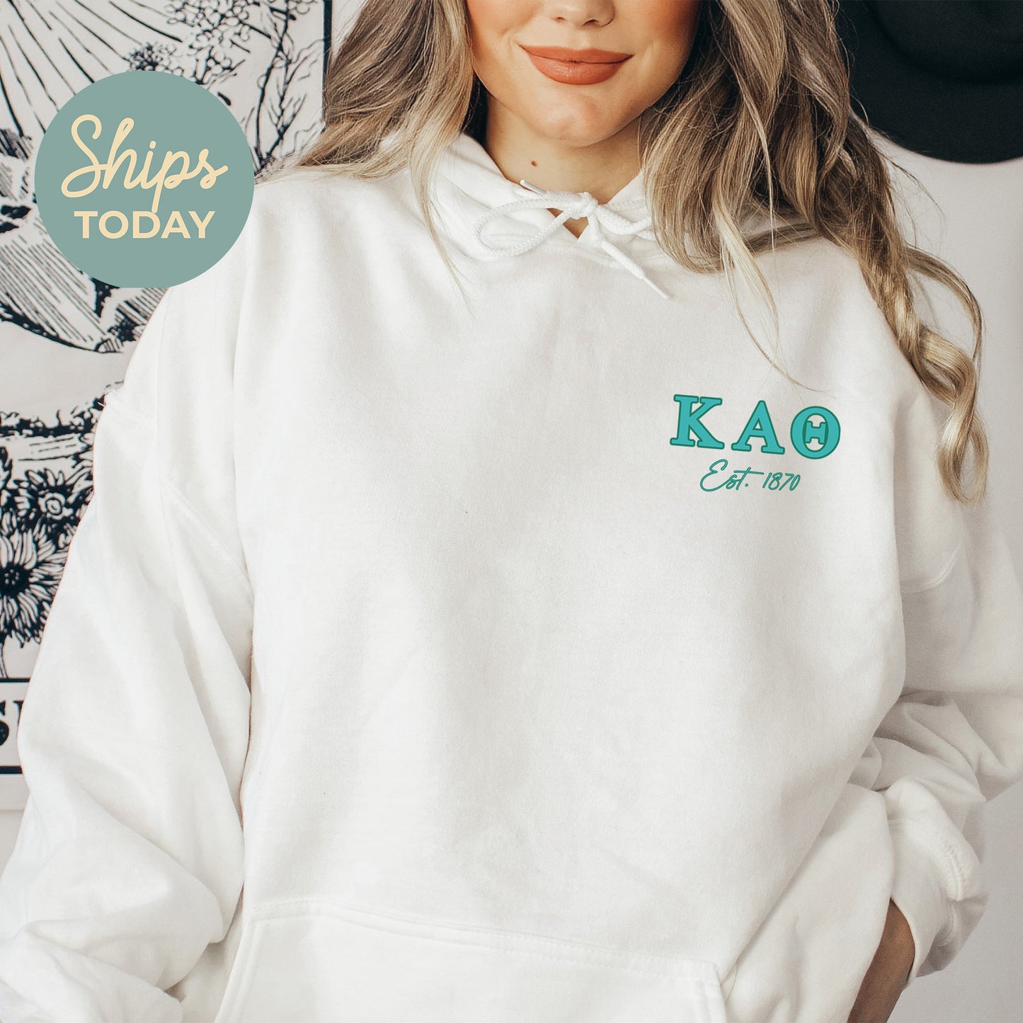 Kappa Alpha Theta Letter Cuts Sorority Hoodie _ 35902g
