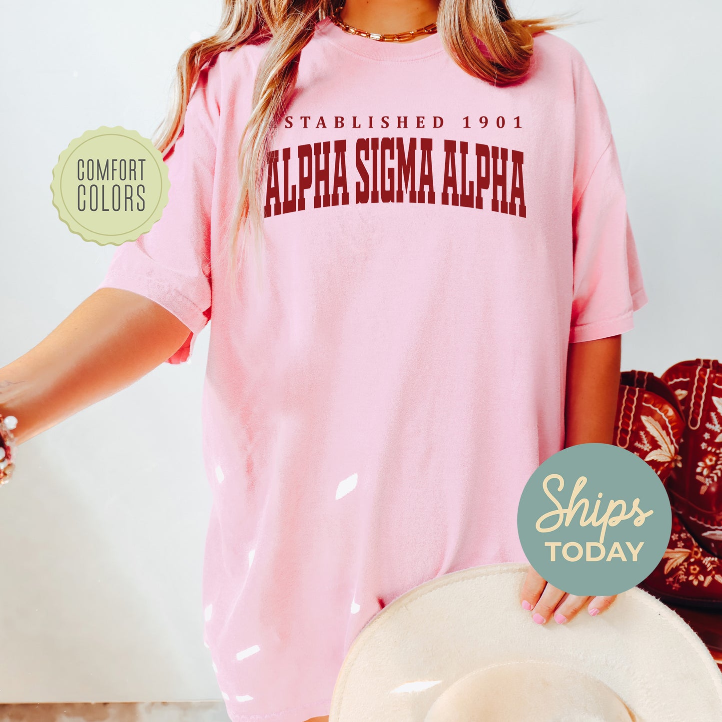 Alpha Sigma Alpha Bold Letters Comfort Colors Sorority T-shirt _ 35126g