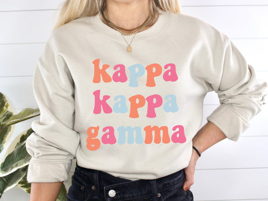 Kappa Kappa Gamma Vividly Vibrant Sorority Sweatshirt _ 3166g