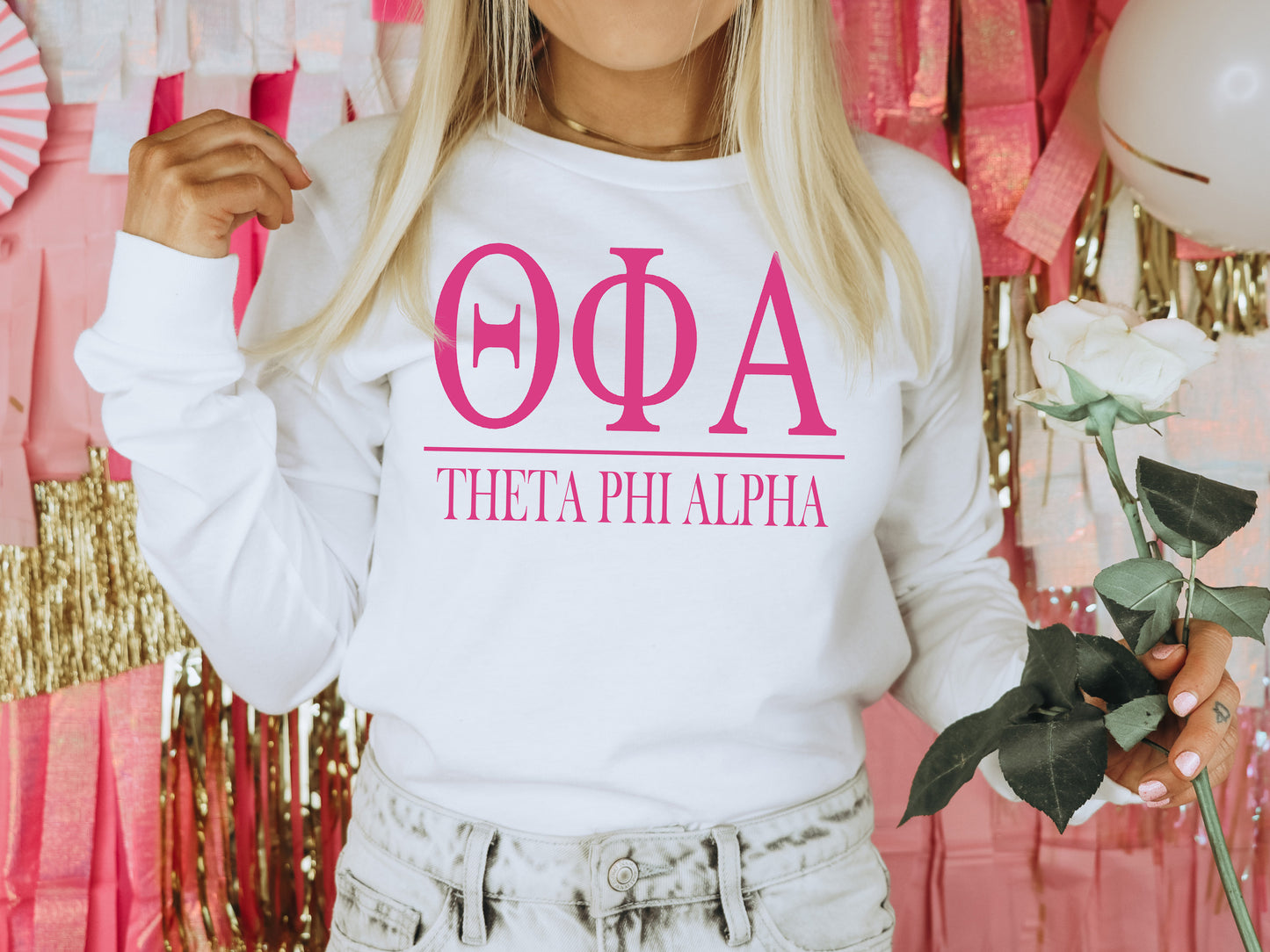 Theta Phi Alpha Loud Letters Sorority Long Sleeve T-shirt _ 490g