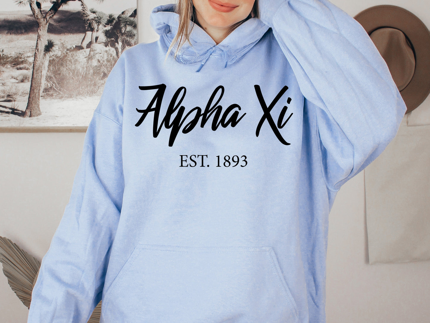 Alpha Xi Delta Black Flowy Sorority Hoodie _ 85g