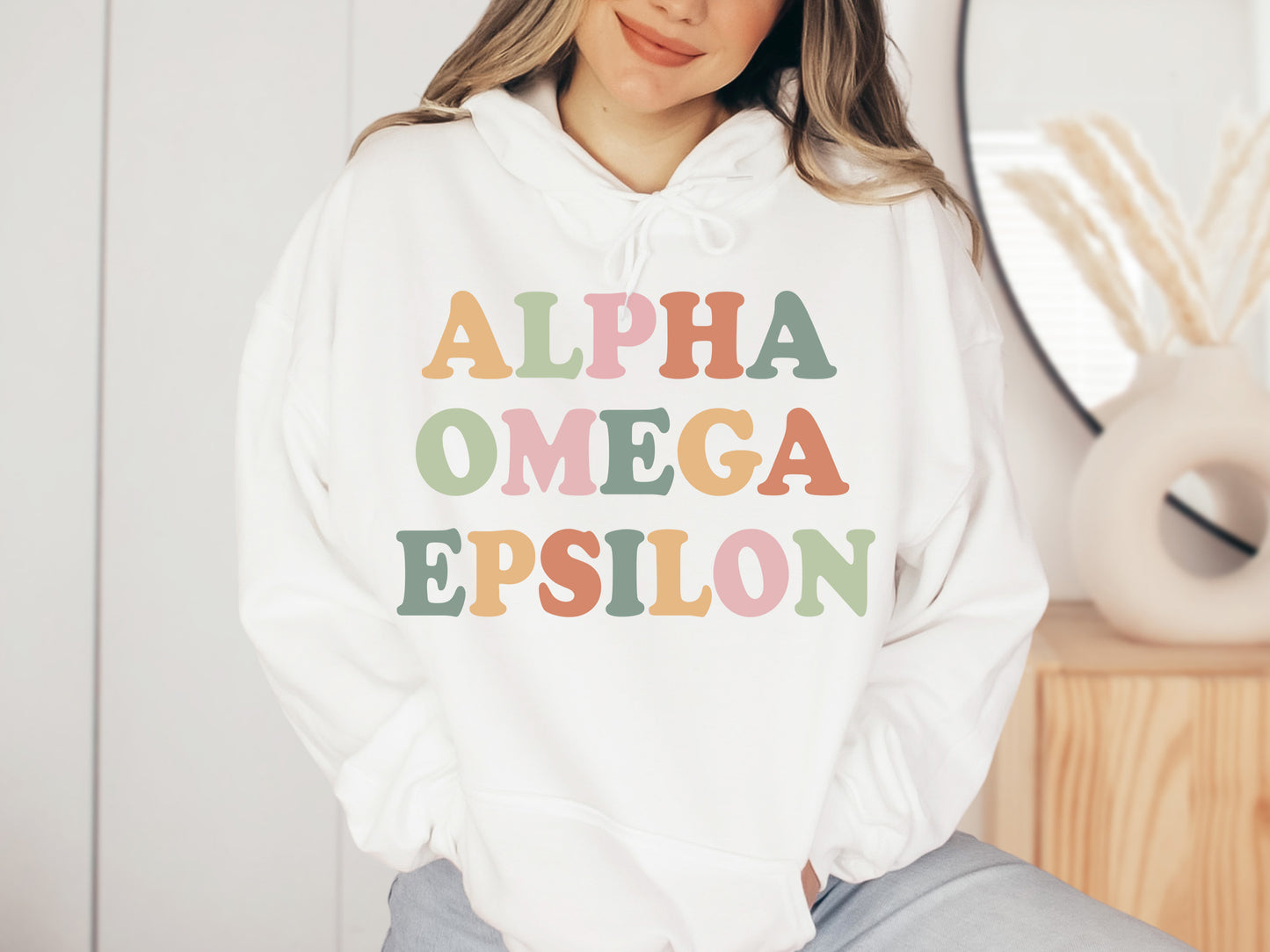 Alpha Omega Epsilon Bright and Colorful Sorority Hoodie _ 3468g