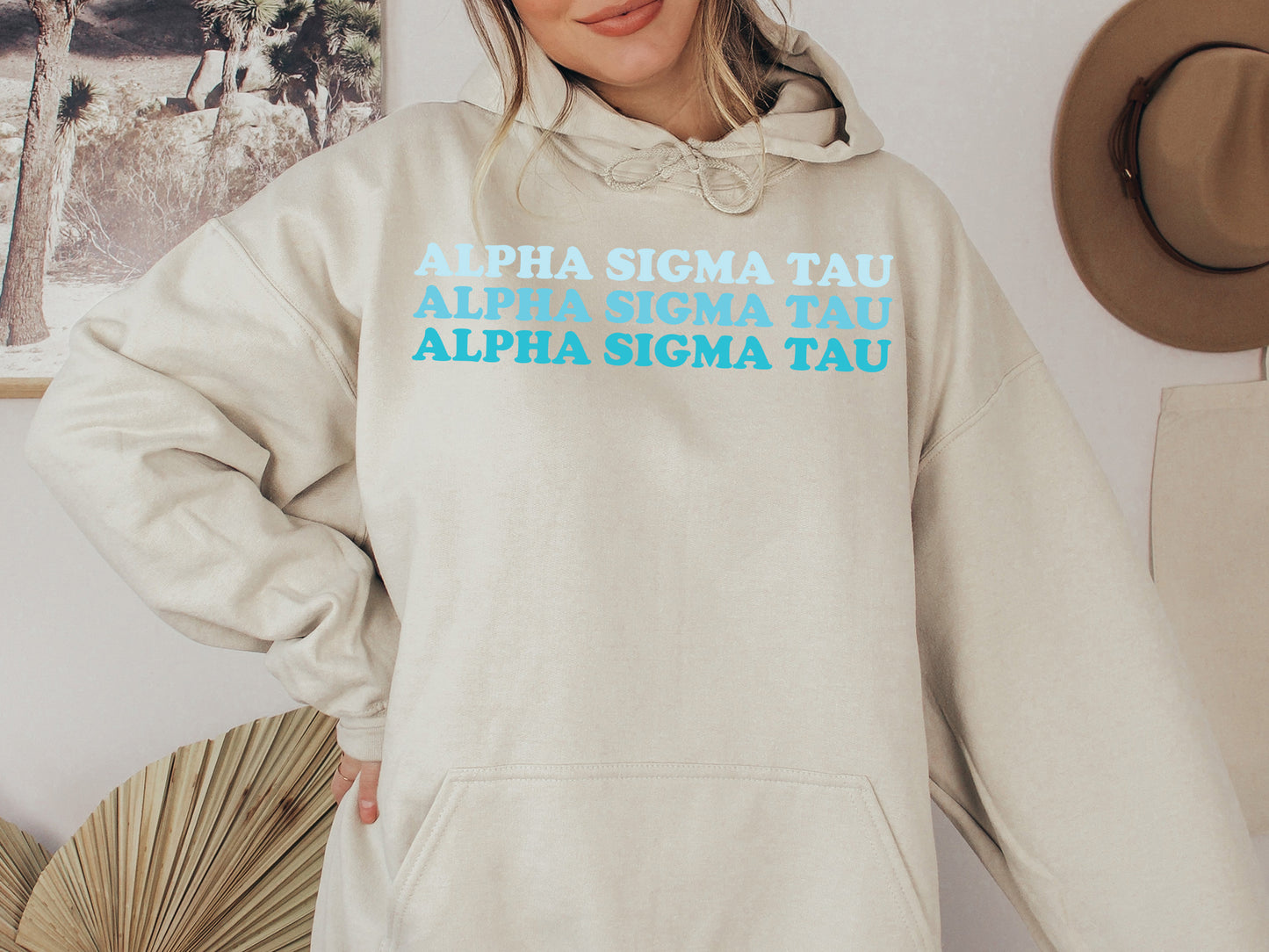 Alpha Sigma Tau Touch of Blue Sorority Hoodie _ 2584g