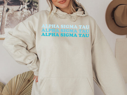 Alpha Sigma Tau Touch of Blue Sorority Hoodie _ 2584g