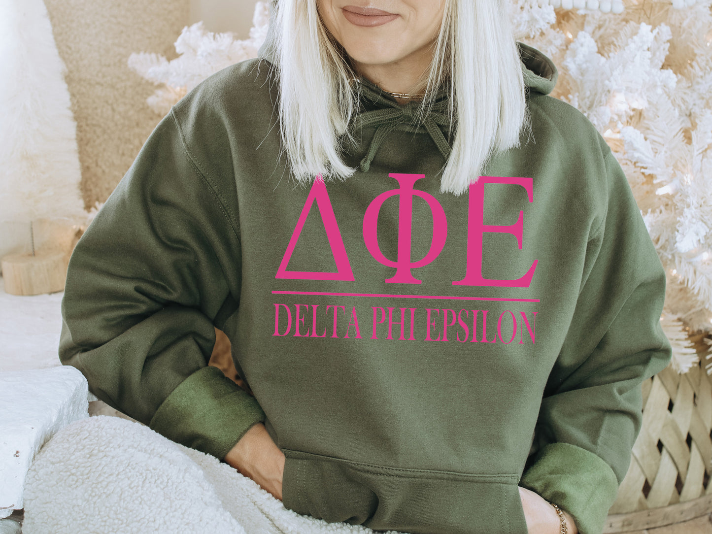 Delta Phi Epsilon Loud Letters Sorority Hoodie _ 478g